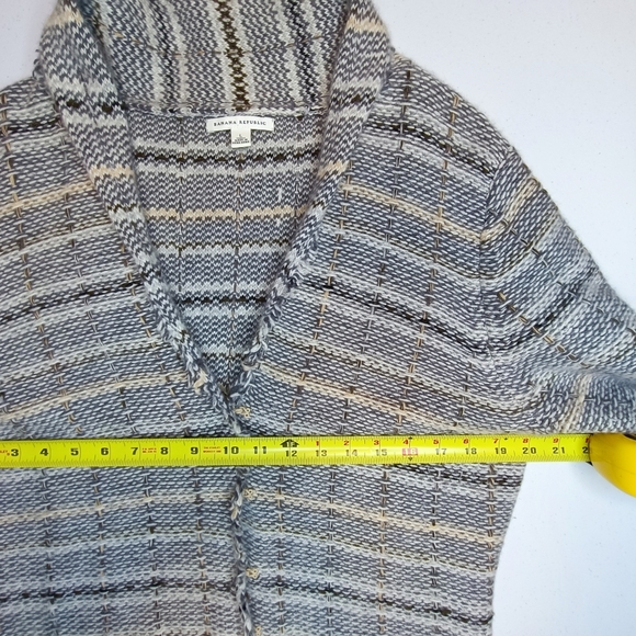 Banana Republic Gray Wool Angora Blend Fringed Cardigan Made In Hong Kong Size L - Picture 5 of 11